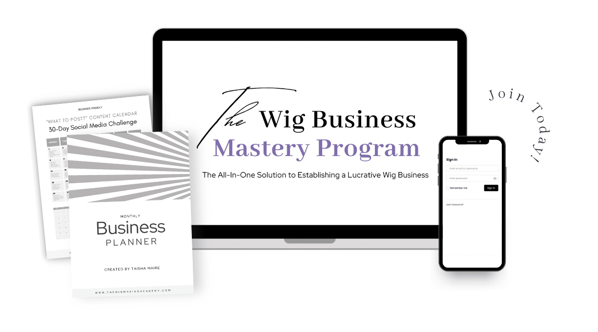 how to start a wig business, wig business mentorship, hands-on wig making class